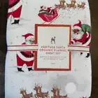 POTTERY BARN KIDS HOLIDAY HERITAGE SANTA ORGANIC FLANNEL SHEET SET, TWIN