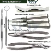 8 Pcs Luxating Surgical Extraction Kit Root Oral Surgery Elevators Tooth Forceps