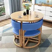 Modern Round Dining Table and Chair Set for Office or Home Perfect for Reception Areas and Negotiation Rooms Ideal for Lounge or Living Room Small and Stylish Design in Blue Color.