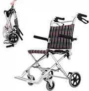 Lightweight Aluminium Wheelchair, Folding Evacuation Ambulance Chair with 4 Wheels Aluminum Alloy Ultralight for Elderly Traveling