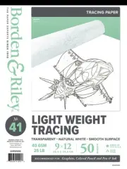 9" x 12" #41 Lightweight Tracing Paper Pad, 40 GSM/25 LB, 50 White Sheets, 1 ...