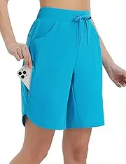 [baleaf] Women's Outdoor Shorts 9'' Bermuda Mountain Bike Shorts High Waisted Quick Dry Lightweight Zip Pockets
