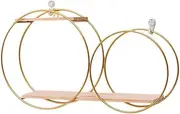 Wall Mounted Floating Shelves, Metal and Wood Combination Shelf for Office Nursery, Gold, as described