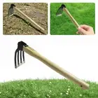 4-Claw Rake Garden Hand Rake Tool with Wooden Handle Agricultural Garden Tools