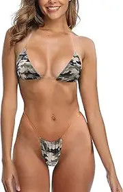 SHERRYLO Thong Bikini Clear Straps Cheeky Brazilian Micro Thongs Bikinis Swimsuit for Women Sexy No Tan Line Bathing Suit