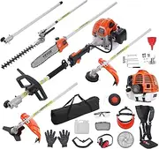 VEVOR 26CC 6-in-1 Multi-Functional Trimming Tools, Gas Hedge Trimmer, Weed Eater, String Trimmer, Brush Cutter, Edger, Pole Saw Chainsaw Pruner with Extension Pole