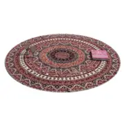 Mandala Tapestry Hippie Indian Round Mandala Beach Blanket Picnic Table Cover Boho Gypsy Tablecloth Beach Towel, Burgundy