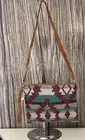 Dakota Dunes Crossbody Clutch Detachable Strap Aztec Print Burgundy Handbag