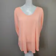 Maurice's Peach Open Back Assymetrical Arlethic Wear Top Size 2