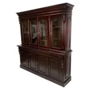 Antique Victorian Style Solid Mahogany Large 4 Door Display Cabinet / Bookcase