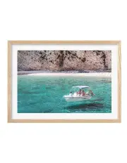 [Profile Australia] Australian Made Boat Emerald Waters Art Print A2 Frame in Natural Oak
