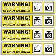 4 x Dashcam Recording Vinyl Stickers - Front & Rear Camera Warning Notice Car Accessories Vehicle Labels Sticker - Size 150mm x 35mm #81679