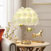 ZYLEIESENBAO White Flower Lamp Artificial Rose Bedside Night Lamp Romantic Bo...