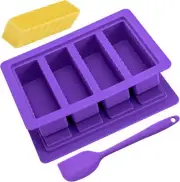 Butter Mold with Lid, Silicone Tray Container Spatula, Purple