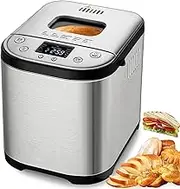 Bread Maker, Bread Machine with 15 Preset Menus, Automatic Dough kneading, 15h Reservation, Keep Warm Setting, 3 Crust Colors, 3 Loaf Sizes, Dough Maker, breadmaker for Gluten Free