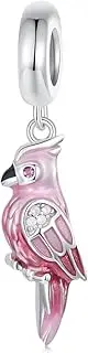 [DOYIS] 925 Sterling Silver Pink Parrot Charms for Pandora Bracelets, Mother's Jewelry for Women Girls