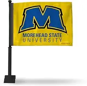 Rico Industries NCAA Morehead State Eagles Black Pole Car Flag W' Black Pole Double Sided Car Flag - 16" x 19" - Strong Pole That Hooks onto Car/Truck/Automobile