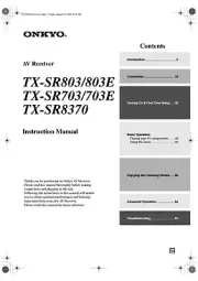 Onkyo Integra TX-SR703 Receiver Owners Instruction Manual