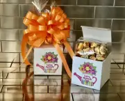 Mother’s Day Gift Basket-Box With Reese’s Peanut Butter Cups With Orange Bow