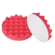 2pcs Buffing Sponge Pads 6" Polishing Wheel Waffle Finishing Grip Pad, Red