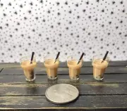 1:12 Scale Dollhouse Miniature 4 Drinks Coffee Chocolate With Straw