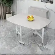Dining Table, Kitchen Folding Dining Table, Wood Extendable Drop Leaf Table,with Moveable Wheels Saving Space, Round Edge Design,for Living Room Dining Room (Color : B, Size : 100x60cm)