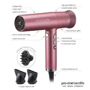Pro-One Aerolite Professional Ceramic & Ionic Hair Dryer-Limited Edition Pink