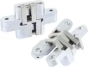 Pair of 3-3/4'' Hidden Gate Hinge Stainless Steel Invisible Door Hinges Concealed Barrel Wooden Box Silver (2pcs)