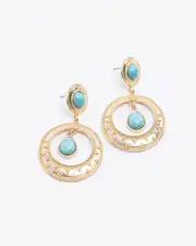 Multi Colour Stone And Detailed Metal Earrings