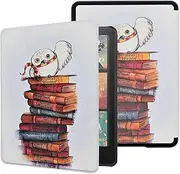 Case for Kindle Paperwhite 12th Gen 2024 (7") & Kindle Colorsoft Signature Edition, Books Lover Gifts Lightweight & Durable PU Leather Cover with Auto Wake/Sleep Hand Strap, Owl