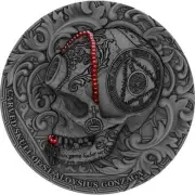 2018 Cameroon Carved Skull II 1 oz Antique finish Silver Coin 1000 Francs