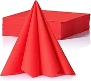 LEKOCH 50 PCS Red Luxury Large Disposable Paper Napkins, Linen Feel Wedding Napkins, 40 * 40 Christmas Napkins
