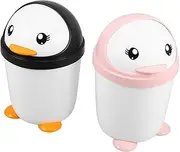 TEHAUX 2pcs Desktop Trash Can Small Trash Can Cartoon Garbage Bin Dust Bin Organizer Table Wastebasket Plastic Waste Organizer Desktop Wastebasket Waste Paper Basket Pp