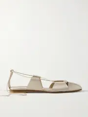 [Le Monde Béryl] Le Monde Béryl - Greek Lace-up Silk-satin Ballet Flats - Silver - IT38 IT 38 Silver
