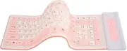 Foldable Silicone Keyboard, 2.4 GHZ Wireless Roll Up Keyboard 103 Keys Waterproof Dustproof Portable Keyboard Silent Typing Foldable Keyboard for Laptop PC Notebook and Travel (Pink)
