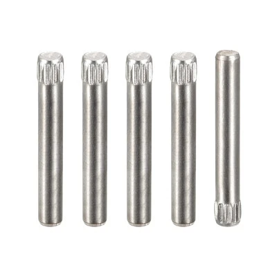 3x22mm 304 Stainless Steel Dowel Pins, 5Pcs Knurled Head Flat End Dowel Pin
