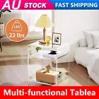 End Table with Storage Shelf Clear Nightstand for Bedroom AU