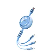 MOREJOY Remax 66W Super Fast Charging Cable 1.2m RC-C029 Retractable Multi 3 in 1 (IP/USB C/Micro USB, 6A) Fit for Most Charging Equipment Blue