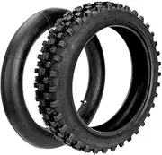 HIAORS 3.00-12 80/100-12 Dirt Bike Rear Tire and Inner Tube Compatible with 90cc 110cc 125cc KLX110 CRF70 PW80 KX60 TTR90 DRZ SSR Coolster QG-214 Taotao DB14 Baja DR70 Taotao Off Road Motorcycle Parts