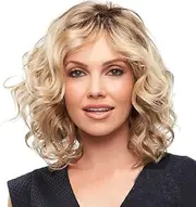 Women's short curly blonde wig, soft synthetic heat-resistant party costume, Halloween wig