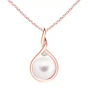 Genevive 14K Rose Gold Vermeil CZ Shell Pearl Pendant
