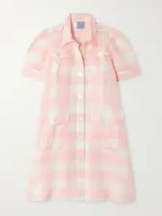 [Thierry Colson] Thierry Colson - Boa Checked Linen And Cotton-blend Mini Dress - Pink - x small x small Pink