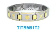 Golf High power mens magnetic Titanium bracelet (5000 gauss magnets) Gold&Silver