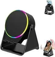 4-in-1 360° Rotating Bluetooth Speaker Stand, Cell Phone Stand with Wireless Bluetooth Induction Speaker, Anti-Slip Base Hd Surround Sound, Gadget for Home and Outdoors (Black)