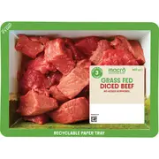 Macro Grass Fed Australian Diced Beef 500g