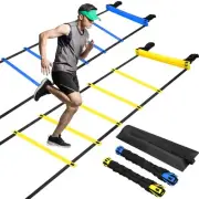 2 Pieces Agility Ladder 20 Feet Adjustable Rungs Speed Training Exercise Ladd...
