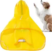 Rain Coat for Dogs - Yellow Puppy Rain Poncho with Reflective Strip,Adjustable Waterproof Dog Hood for Small and Medium Breeds Outdoor Walking Travel Playing