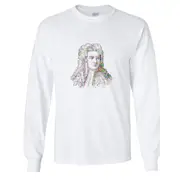 Sir Isaac Newton Portrait Art Cool Long Sleeve T-Shirt White Mens Tee Tops