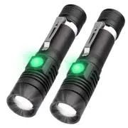 2 Rechargeable Flashlight, LED Flashlight Torch with Clip, Water Resistant5649