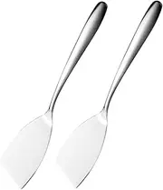SUPVOX 2Pcs Stainless Steel Frying Spatula Versatile Cooking Tool for Pancakes Durable Elegant Kitchen Utensils for Family Meals Dinner Parties